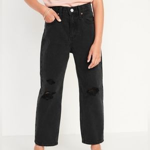 High-Waisted Slouchy Straight Black-Wash Jeans for Girls 20 Plus/Women size 12